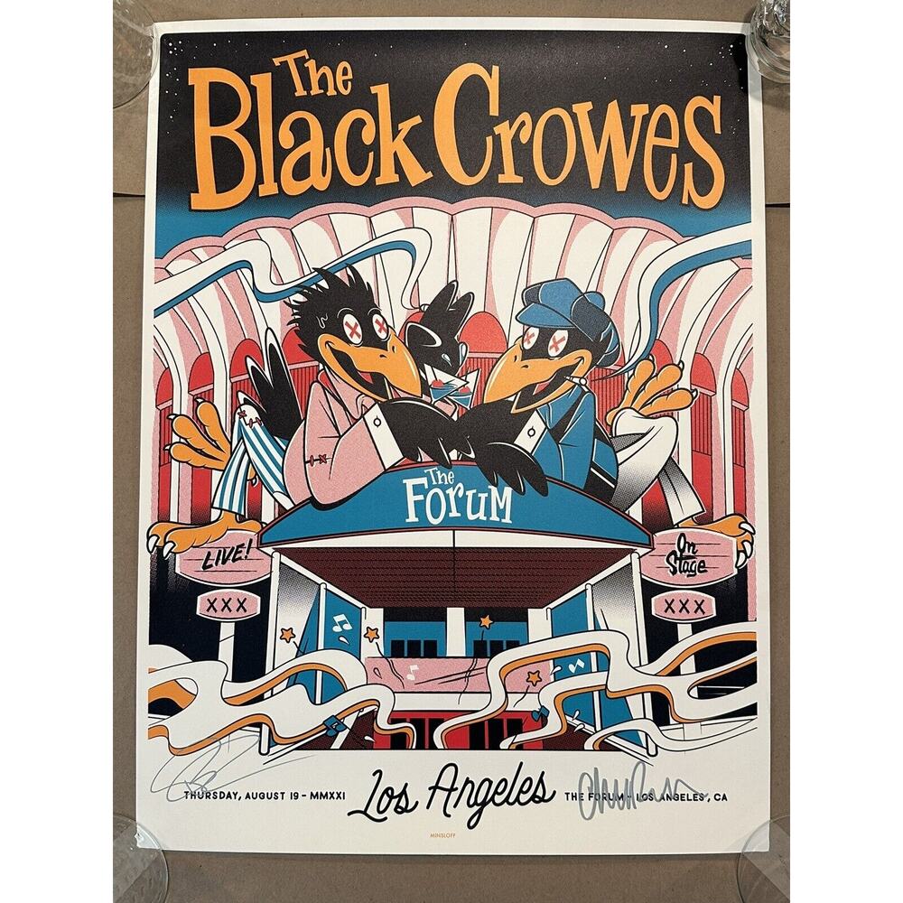 THE BLACK CROWES Poster SIGNED BY ROBINSON BROS Los Angeles Autographed